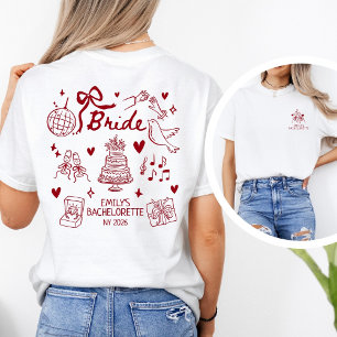 Brautjungfer Rot Coquette Junggesellinnenabschied  T-Shirt