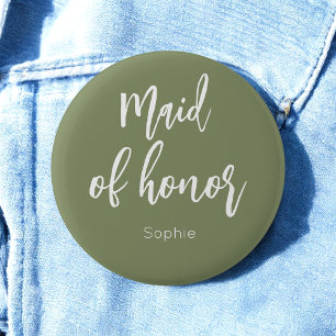 Brautjungfer Sage Green Hochzeitsknopf Button