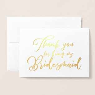 Brautjungfer Schöne Hochzeit Danke Folienkarte