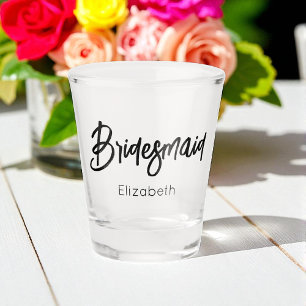 Brautjungfer Schwarz Weiß Hochzeit  Schnapsglas