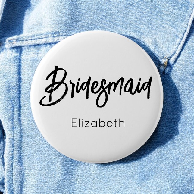 Brautjungfer Schwarz Weiß Hochzeitsknopf Button (Von Creator hochgeladen)
