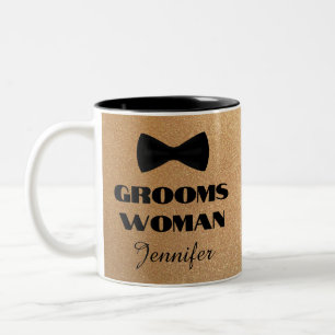 Brautjungfer schwarze Fliege goldene Glitzer Hochz Zweifarbige Tasse