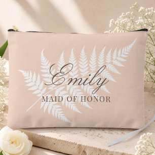 Brautjungfer Soft Peach White Fern Groß Zubehörtasche