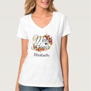 Brautjungfer Sonnenblumen Rosen Florales Geschenk T-Shirt