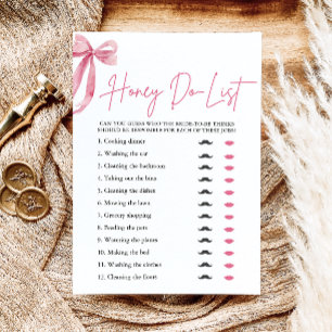 Brautjungfer-Spiel: Honey-Do-Liste mit Rosa Schlei Einladung