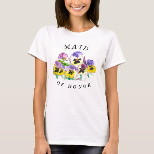 Brautjungfer Stiefmütterchen Floral Vintage Hochze T-Shirt