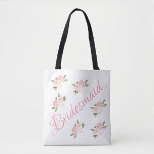 Brautjungfer Süße Rosa Floral Schrift