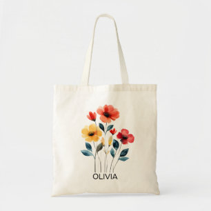 Brautjungfer-Tasche mit Namen und Wildblumen-Muste Tragetasche