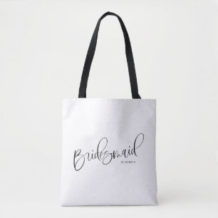 Brautjungfer-Tasche Schwarz Weiß Süße Kalligrafie