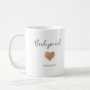 Brautjungfer   Trendige Schrift und Herz Kaffeetasse
