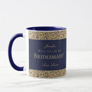 Brautjungfer Vorschlag Navy Blau Vintage Goldene R Tasse