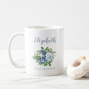 Brautjungfer Wasserfarben Floral Staubblau Hochzei Kaffeetasse