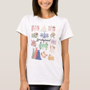 Brautjungfer Weiche Aquarell-Hochzeitsbilder T-Shirt