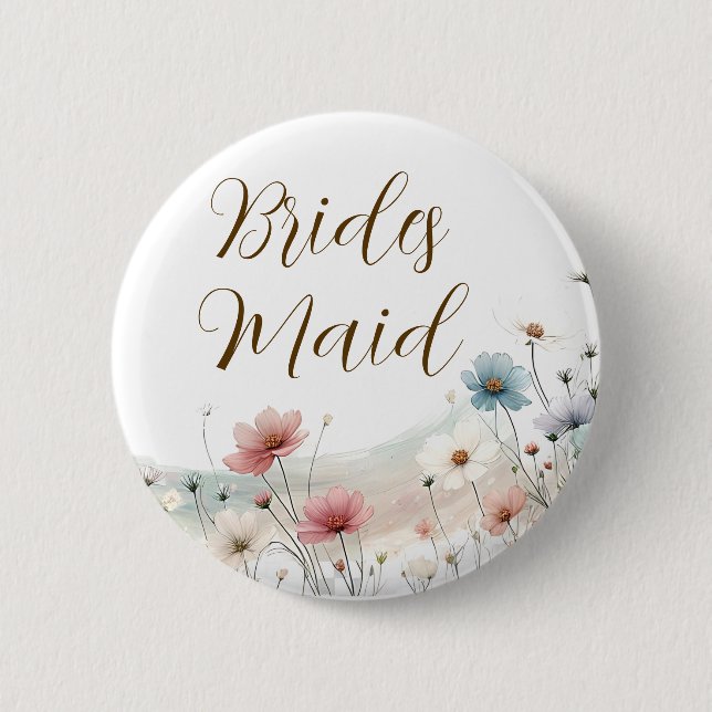 Brautjungfer | Wildblumen-Brautabschiedsparty Button (Vorderseite)