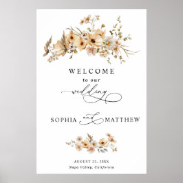 Brautjungfer Wilde Beige Blumen Hochzeit Poster