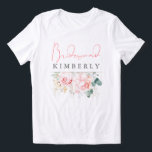 Brautjungfern-Brautparty mit rosa Blumen und Grün Tri-Blend Shirt<br><div class="desc">Traumhafte rosa Blumen-T-Shirts für Brautjungfern</div>