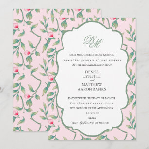 Brautjungfern Dinner in Rosa und Grün mit Basiliku Einladung