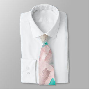 Brautjungfern Farbe Block Roségold Blush Aqua Krawatte