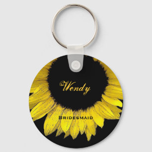 Brautjungfern-gelbe Sonnenblume E050 Schlüsselanhänger