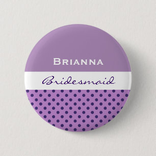 Brautjungfern-lila Polka-Punkte V05 Button