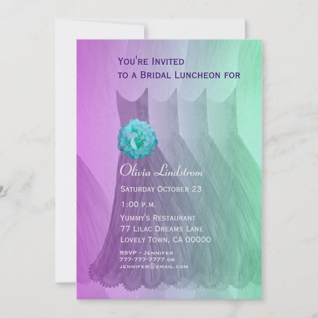 Brautjungfern-Mittagessen oder Brunch-lila Einladung (Vorderseite)