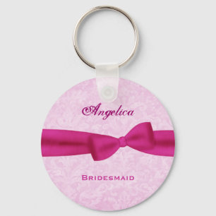 Brautjungfern-Rosa-Bogen-Rosa-Damast E016 Schlüsselanhänger
