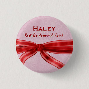Brautjungfern-roter Bogen-individueller Name V8 Button