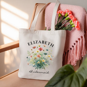 Brautjungfern-Tasche mit individuellem Wildblumen- Tragetasche