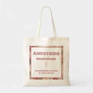 Brautjungfern-Tasche mit rosa Rose – Personalisier Tragetasche