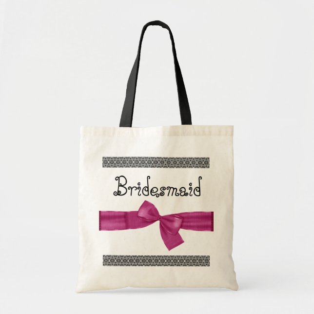Brautjungfern-Tasche - rosa Imitat-Bogen und Tragetasche (Vorne)