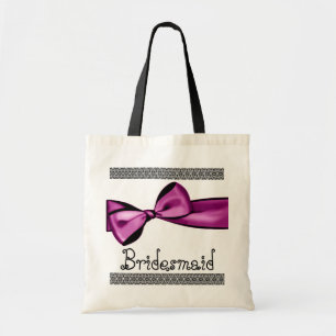 Brautjungfern-Tasche - rosa Imitat-Satin-Bogen und Tragetasche