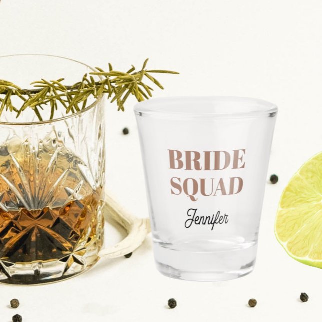 Brautjungfern-Truppe Mocha Personalisiert Schnapsglas (In Situ)