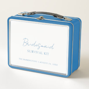 Brautjungfern-Überlebenskit Blaue Minimalistische Metall Brotdose