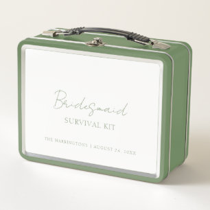 Brautjungfern-Überlebenskit Sage Green Moderne Box Metall Brotdose