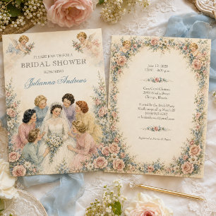 Brautjungfernabschied Braut Brautjungfern Floral I Einladung