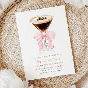 Brautjungfernhochzeit mit rosa Schleife und Kaffee Einladung
