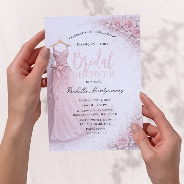 Brautjungfernkleid Brautparty Einladung (Pink Bridesmaid Dress Bridal Shower Invitations)