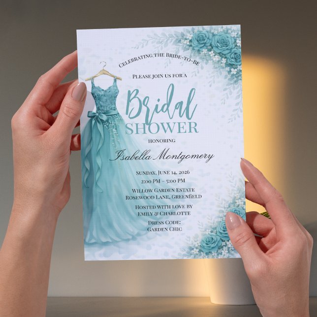 Brautjungfernkleid Brautparty Einladung (Teal Bridesmaid Dress Bridal Shower Invitations)