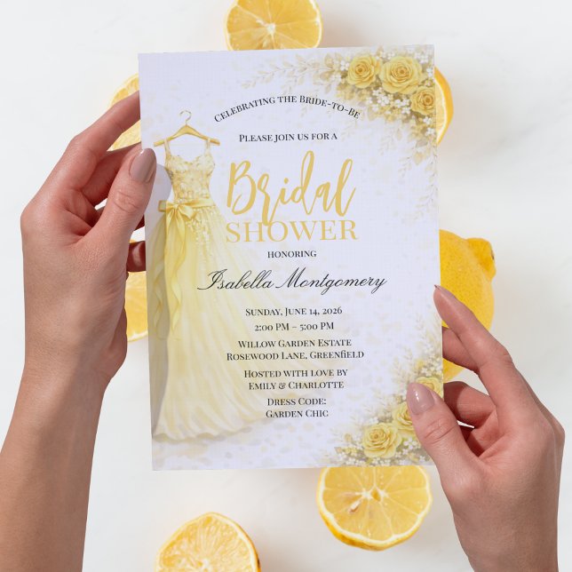 Brautjungfernkleid Brautparty Einladung (Yellow Bridesmaid Dress Bridal Shower Invitations
)