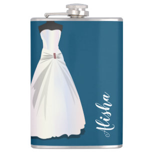 Brautjungfernkleid mit personalisierter Hochzeit Flachmann