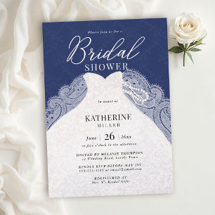 Brautjungfernparty Kleid Navy Blau Elegant Perlen Einladung