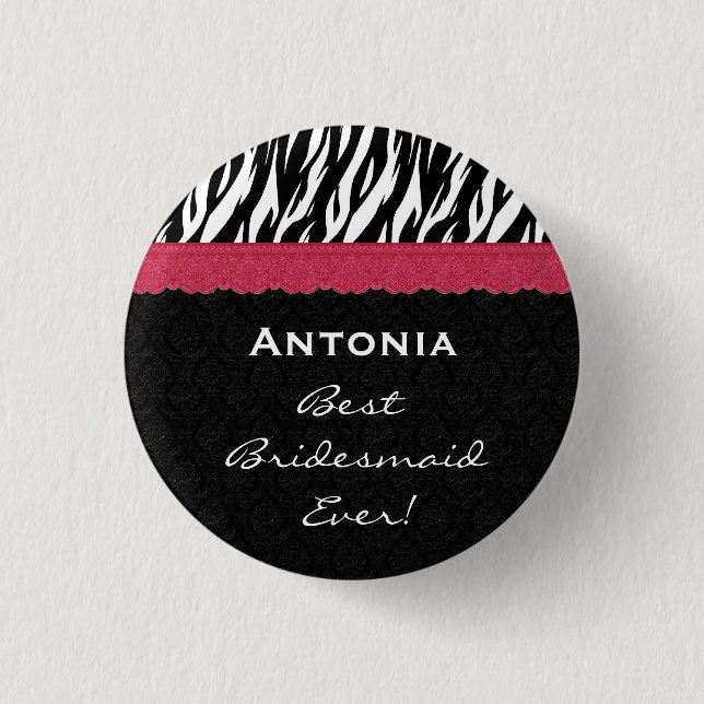 BrautjungferSchwarz-weißer roter Zebra V7 Button (Vorderseite)