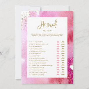 Brautkarte 'Er sagte, sie sagte' mit rosa Aquarell