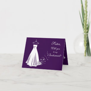 Brautkleid auf violettem Hintergrund Schwester Bra Einladung