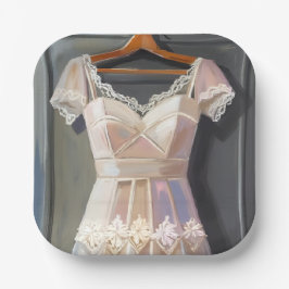 Brautkleid aus Spitze | Wasserfarbenes Brautkleid Pappteller