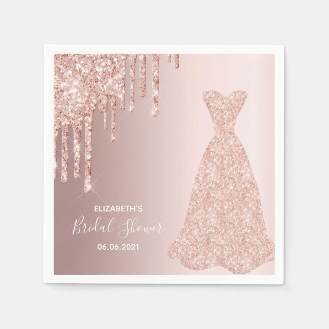 Brautkleid Brautparty Rose Gold Glitzer Tropfen Serviette (Vorderseite)