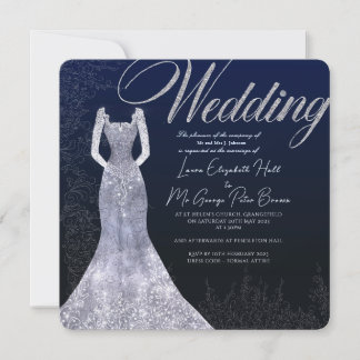 Brautkleid Diamant Blauer Hochzeitseinladung Einladung