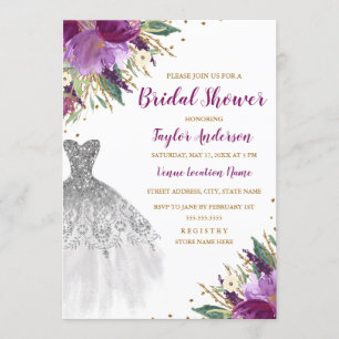 Brautkleid Glitter Amethyst Junggesellinnenabschie Einladung