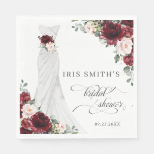 Brautkleid Hochzeitskleid Burgunderrot Floral Brau Serviette