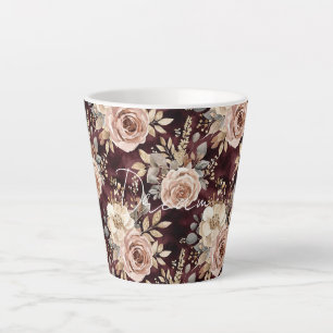 Brautkleid mit burgunderrotem Floral-Blush-Design Milchtasse